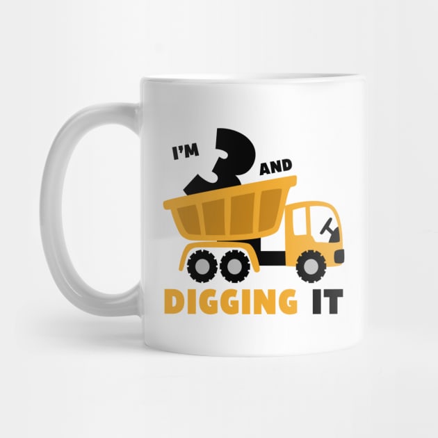 I'm 3 and Digging it Funny 3rd Birthday Excavator Kids by DesignergiftsCie